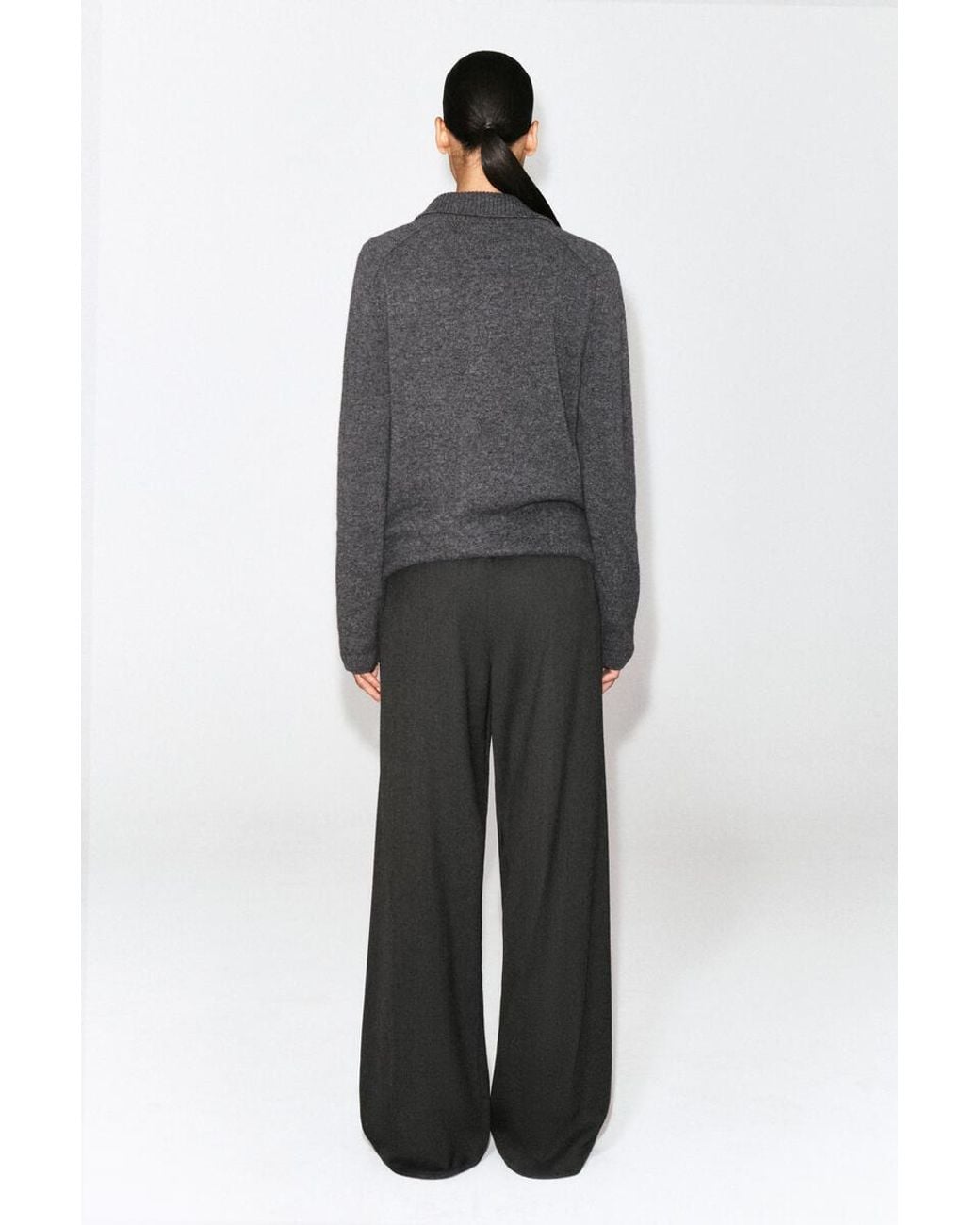 COS Gray Merino Wool Polo Shirt