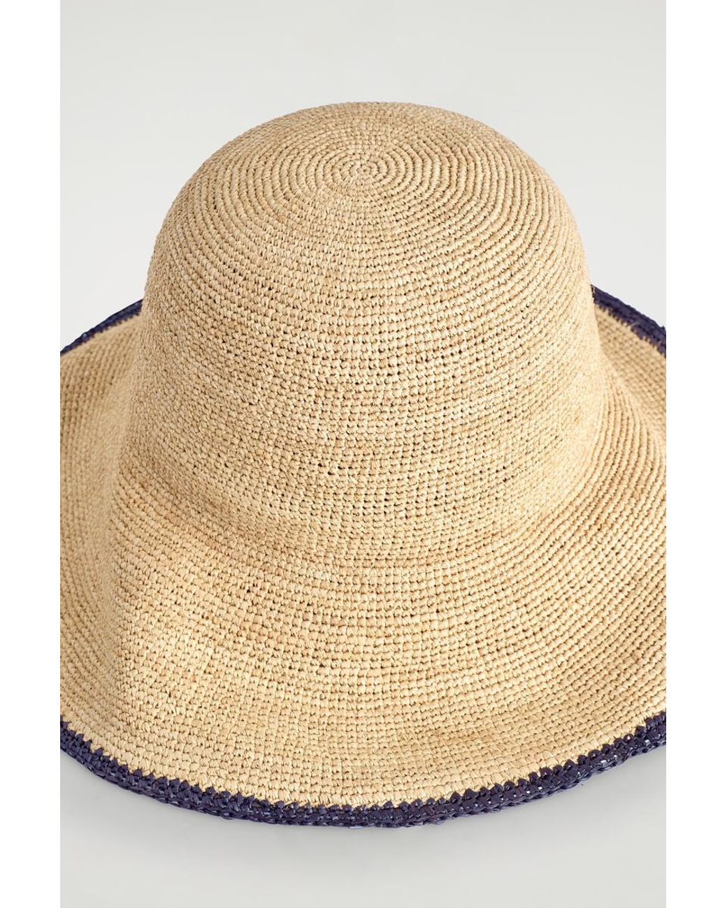 COS Natural Contrast-Trim Raffia Hat