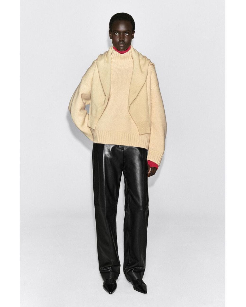 COS Natural Chunky Pure Cashmere Funnel-Neck Sweater