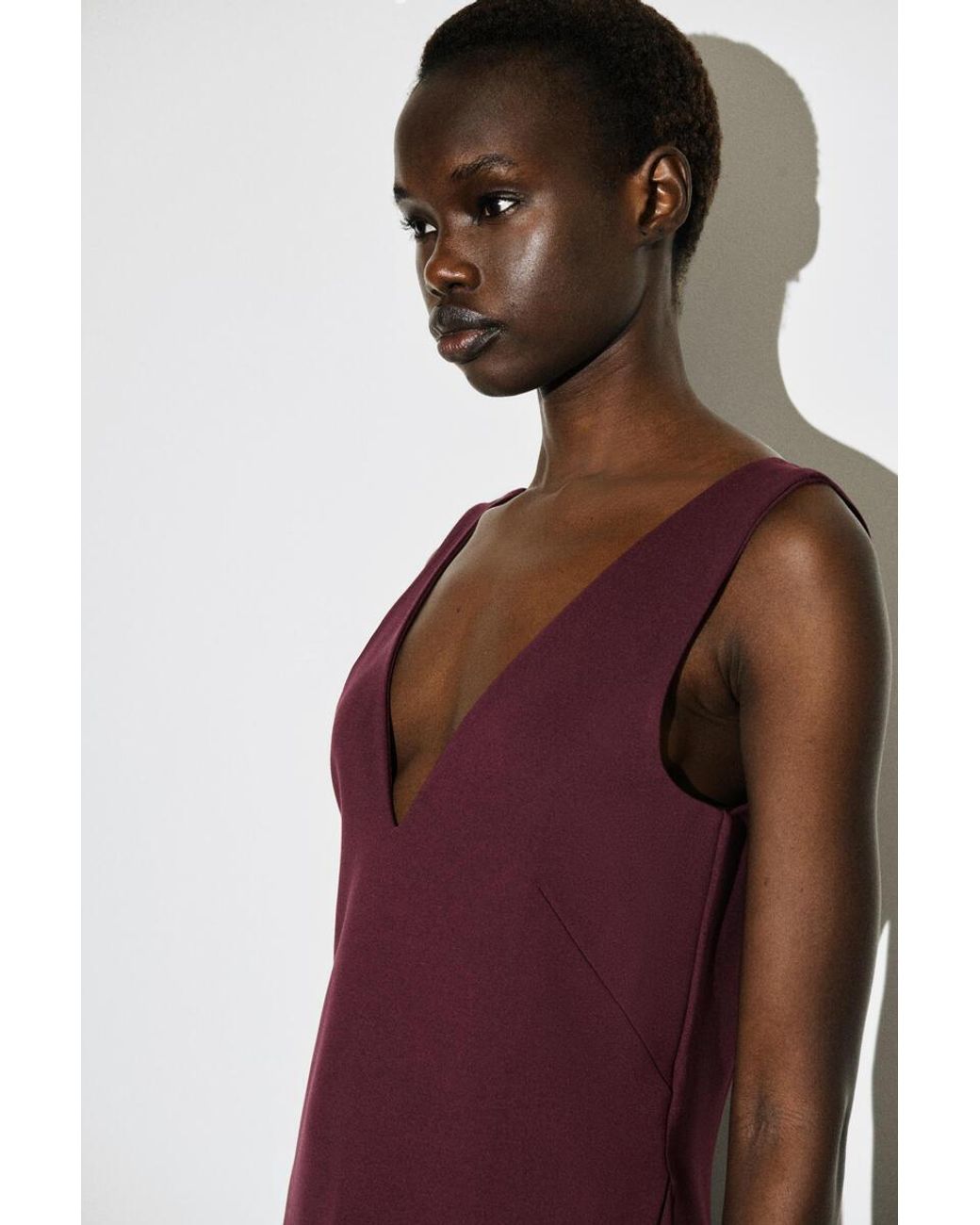 COS Purple V-Neck Wrapped Midi Dress