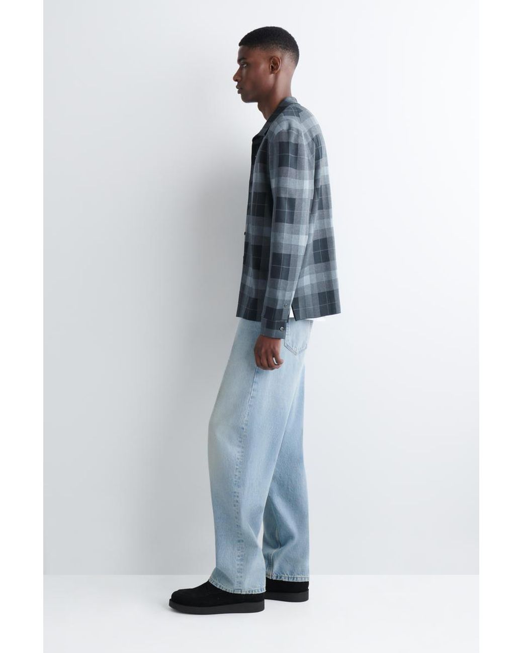 COS Blue Relaxed Knitted Cotton Shirt for men