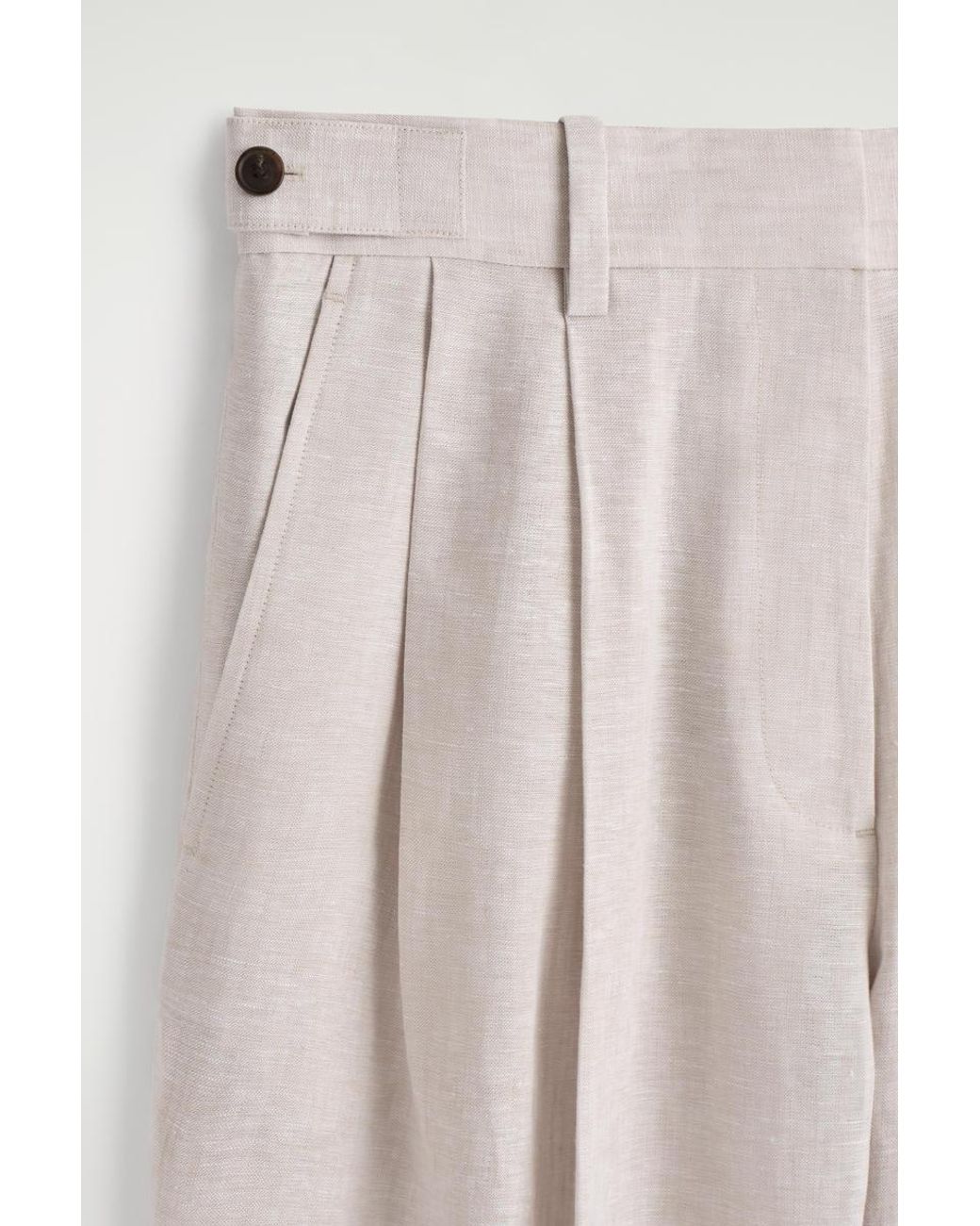 COS White Tailored Linen Tulip Pants