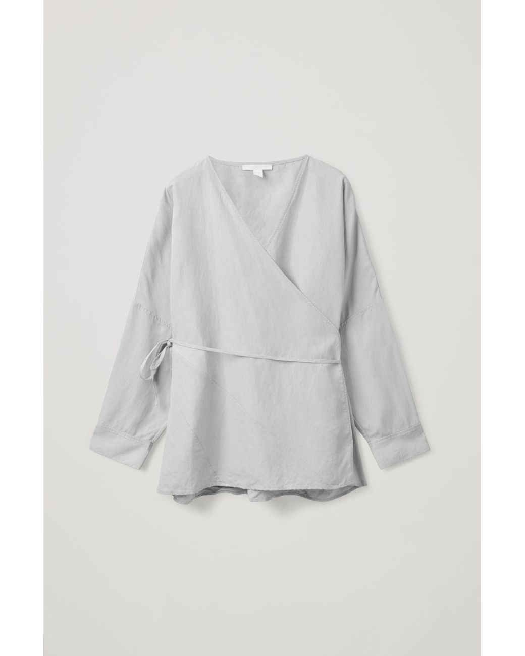 COS Linen Wrap Top in Grey (Gray) | Lyst