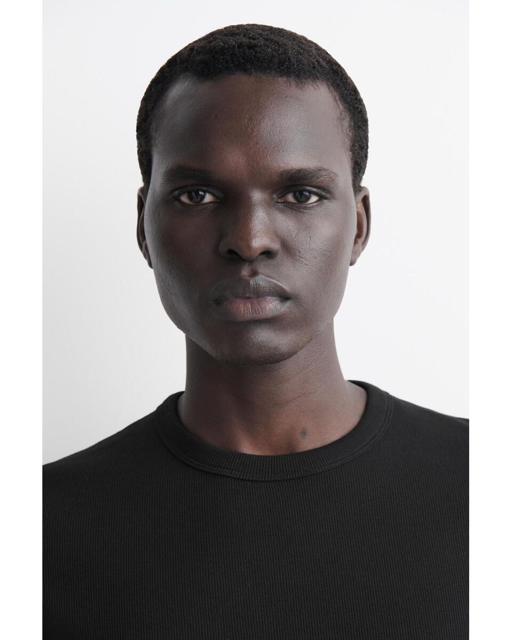 COS Black Slim Ribbed Cotton T-shirt for men