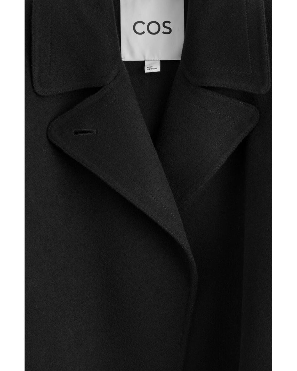 COS Black Oversized Cropped Double-Faced Wool Jacket