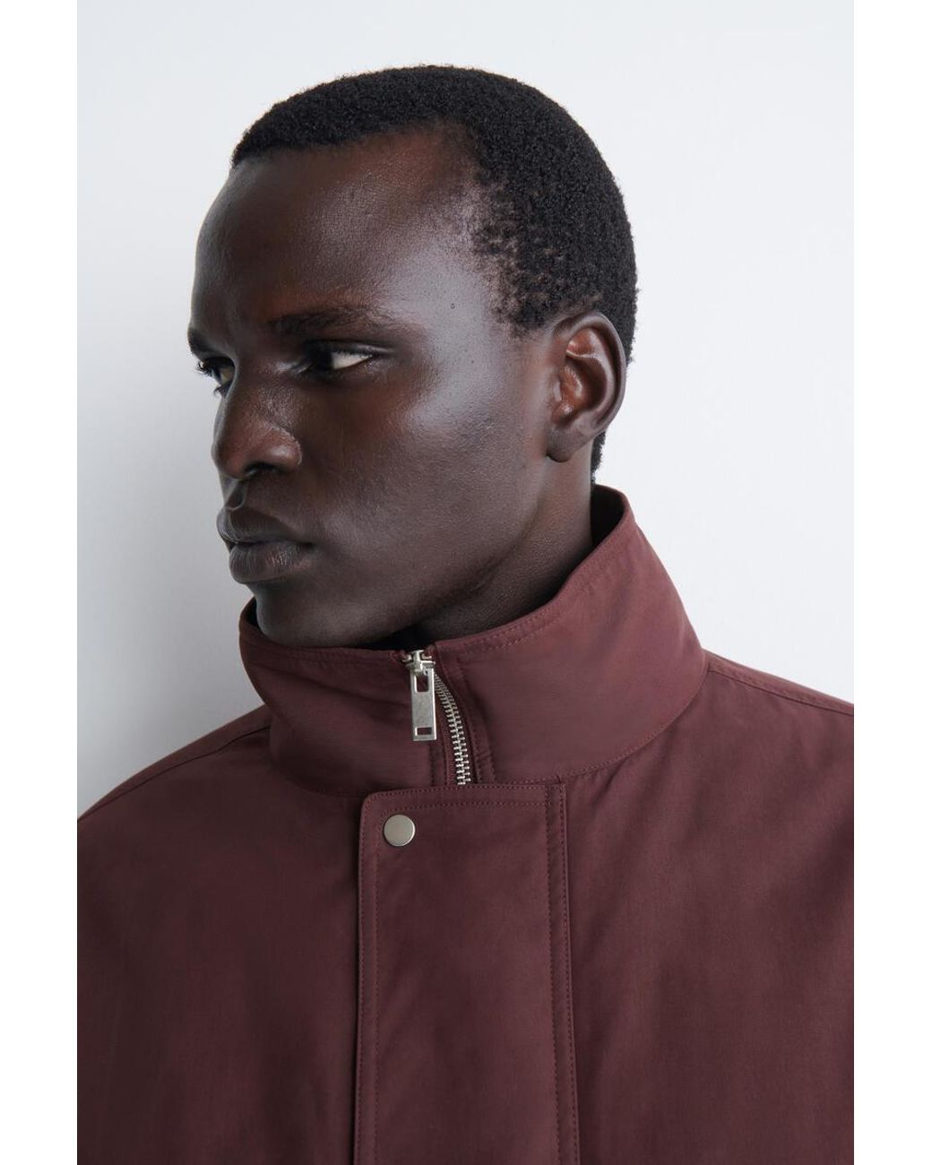 COS Red Padded Funnel-Neck Bomber Jacket for men