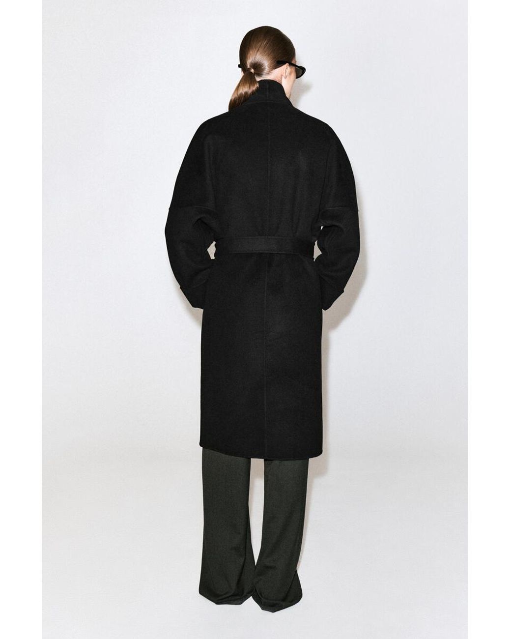 COS Black Oversized Double-Faced Wool Shawl Coat