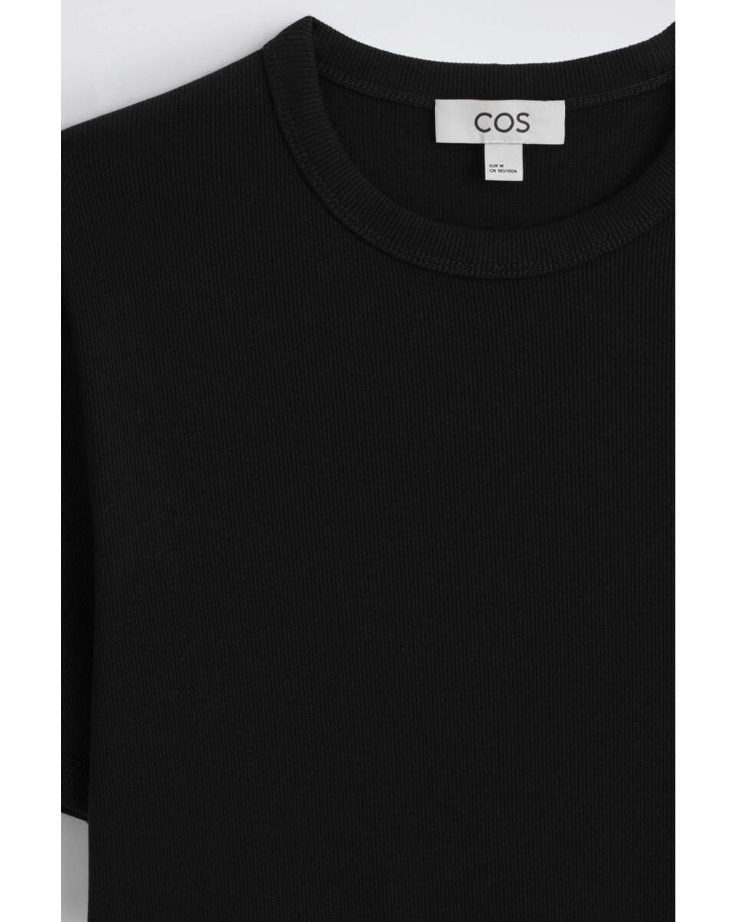 COS Black Slim Ribbed Cotton T-shirt for men