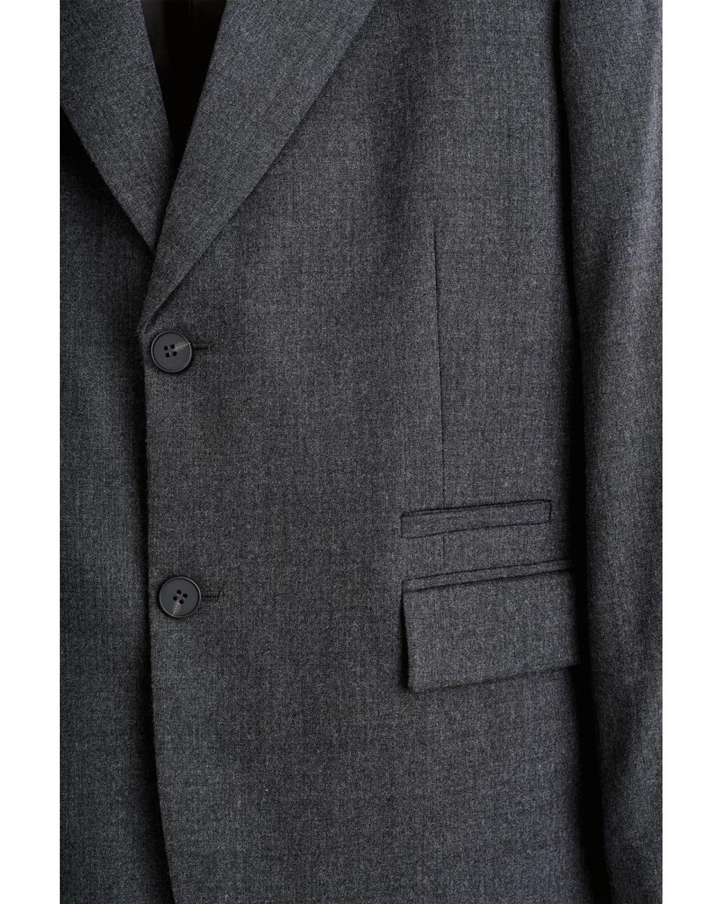 COS Gray Single-Breasted Wool Blazer for men