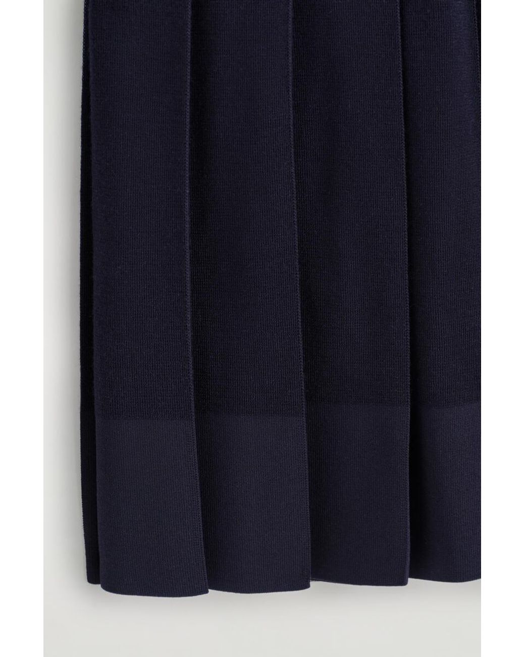 COS Blue Pleated Merino Wool Midi Skirt