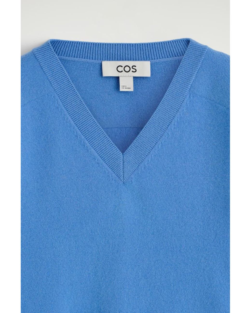 COS Blue Merino Wool V-Neck Sweater