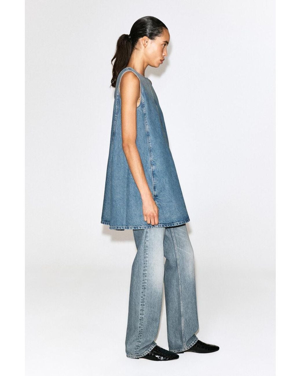 COS Blue Denim A-Line Mini Dress