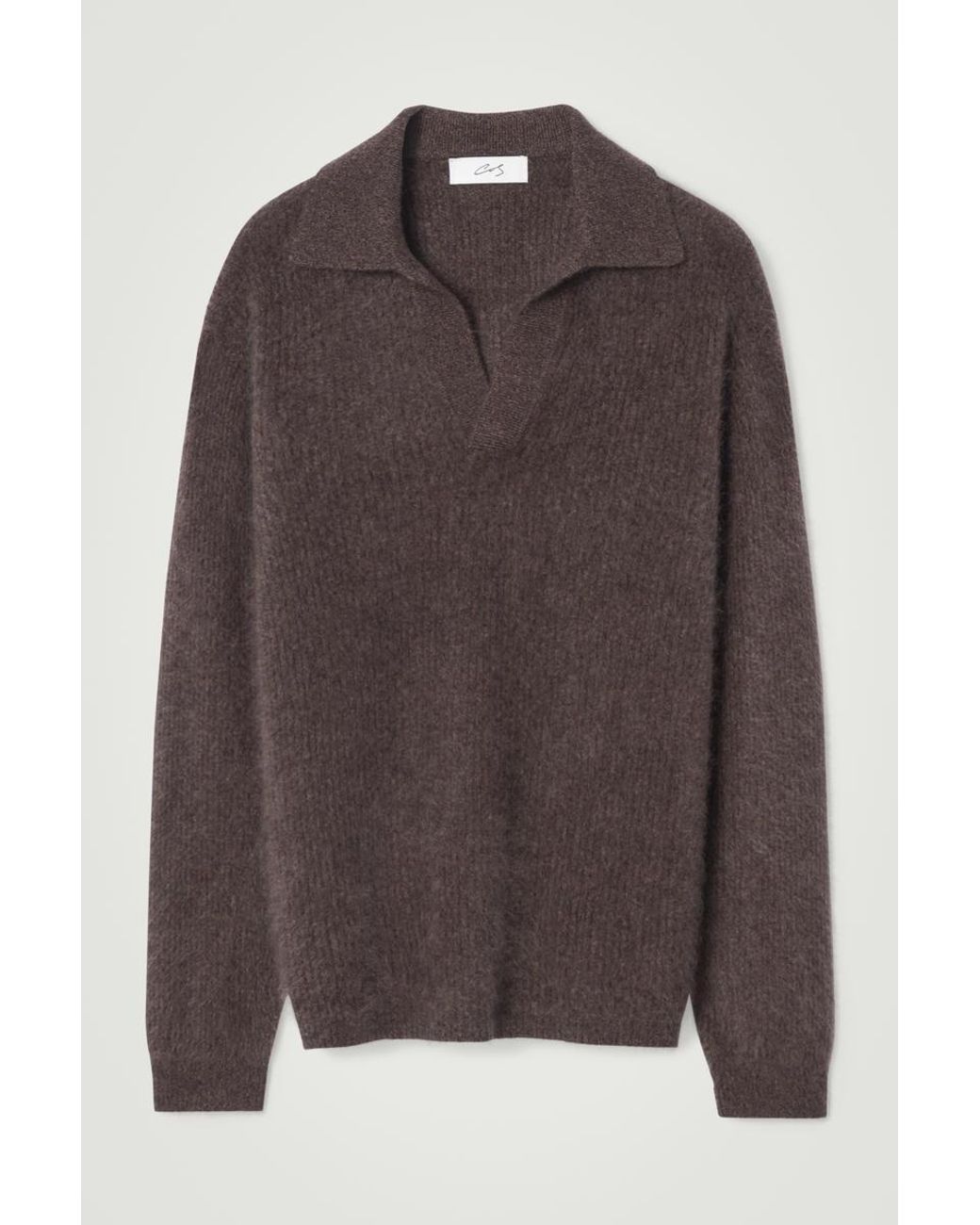 トップス COS PURE CASHMERE POLO SHIRT PURE CASHMERE POLO SHIRT ピュアカシミヤポロシャツ ネイビー｜COS