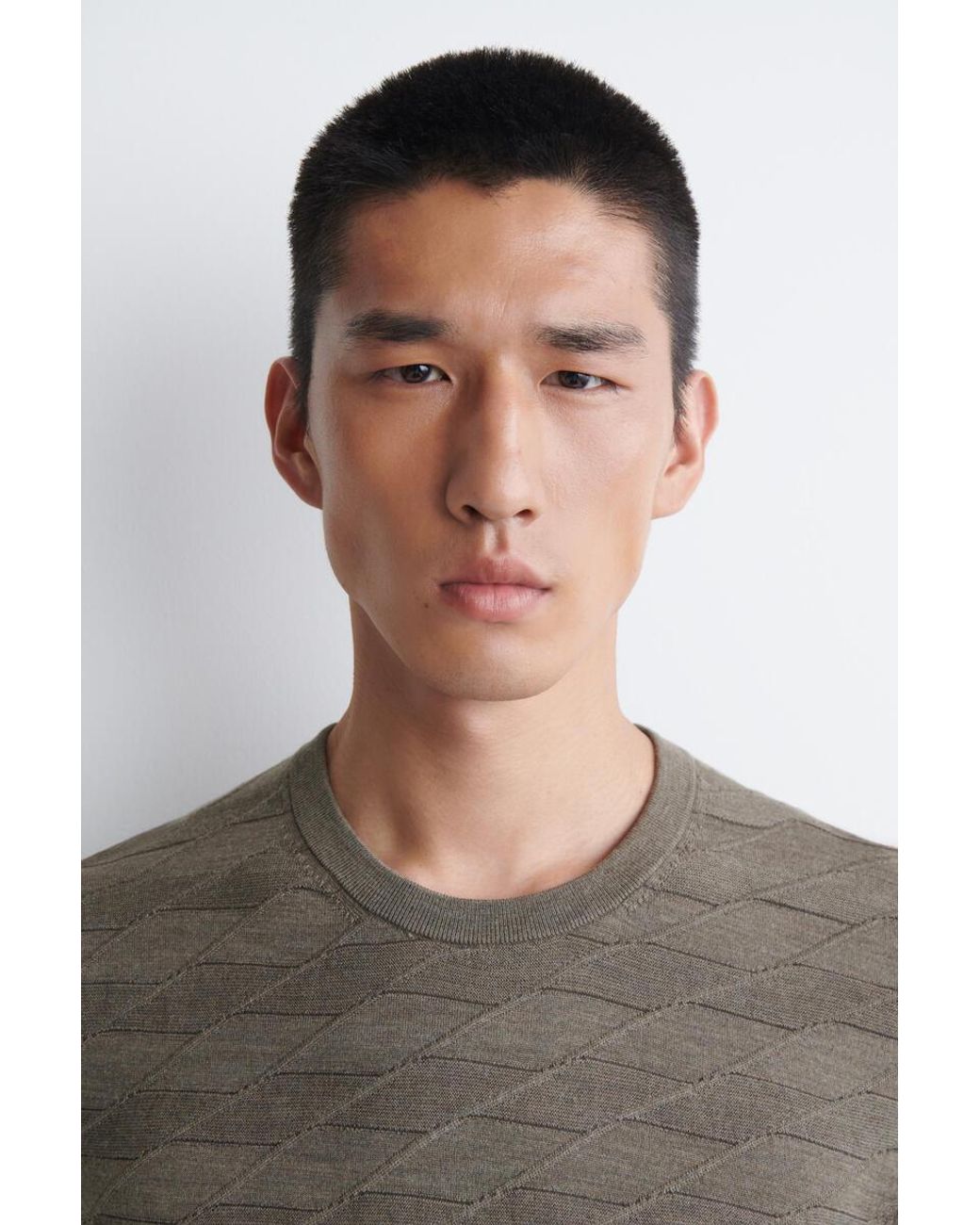 COS Brown Geometric-Knit Merino Wool Jumper for men