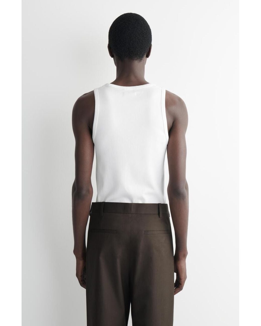 COS White Slim Ribbed Cotton Tank Top for men