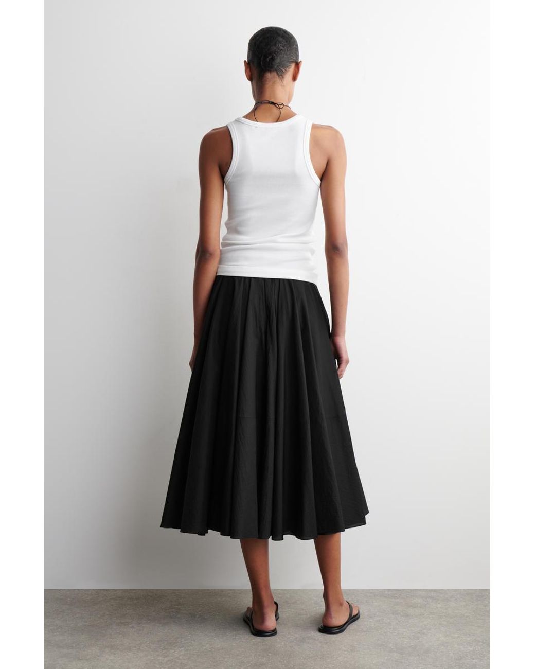 COS Black Circle-Cut Midi Skirt