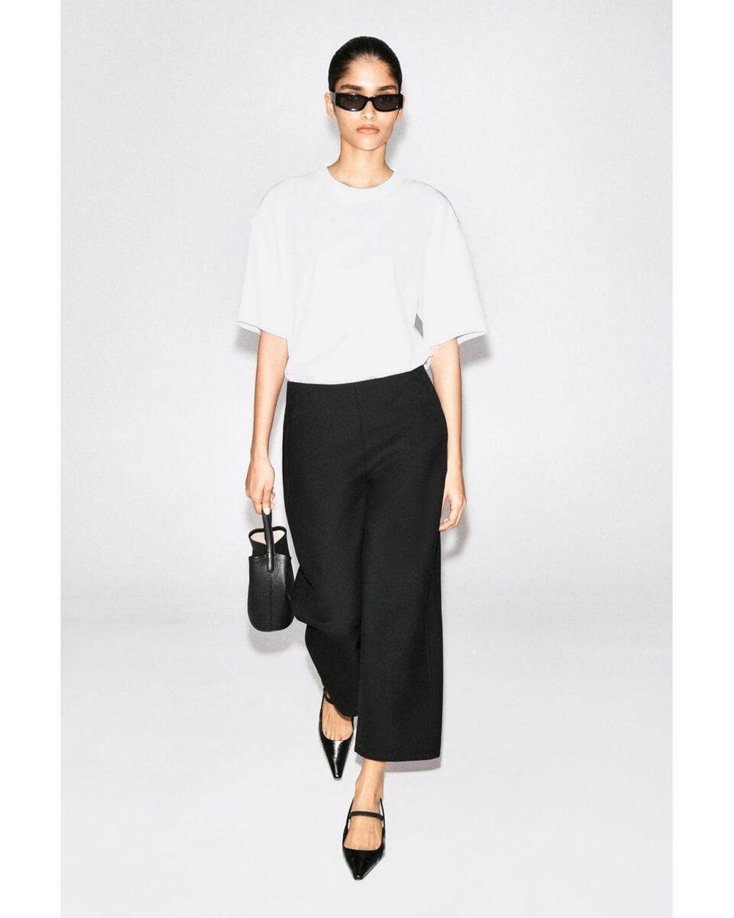 COS Black Double-Faced Barrel-Leg Pants