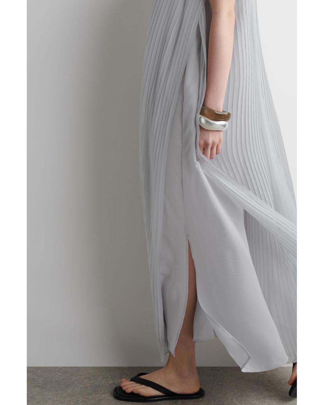 COS Pleated Halterneck Maxi Dress in White | Lyst