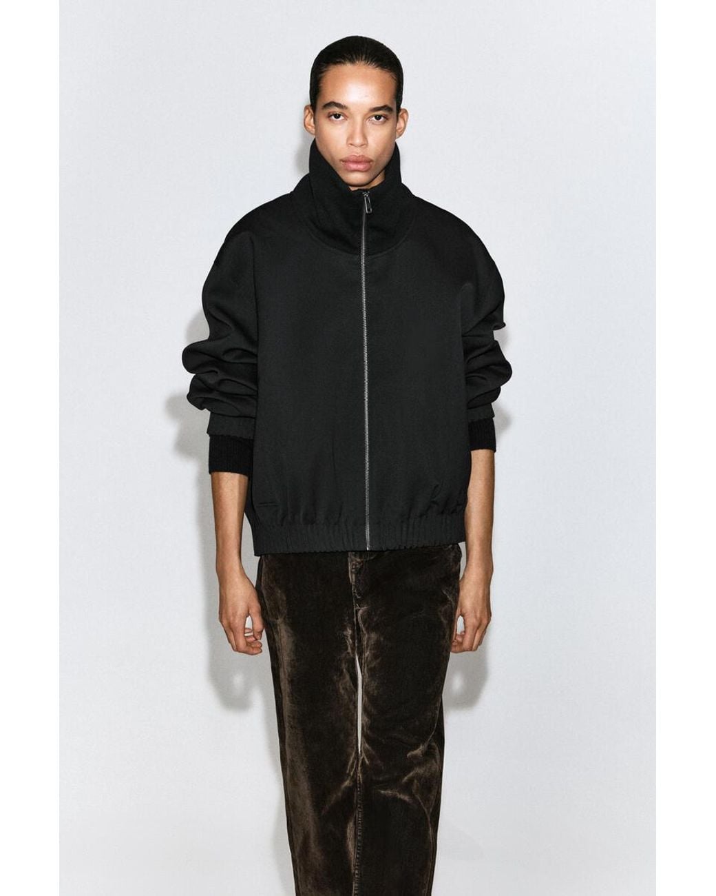 COS Black Funnel-Neck Jacket