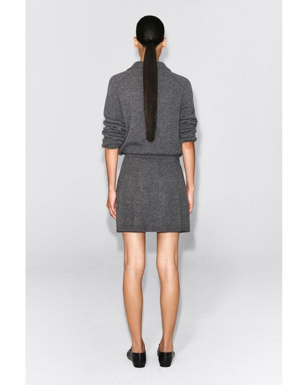 COS Gray Merino Wool Mini Wrap Skirt