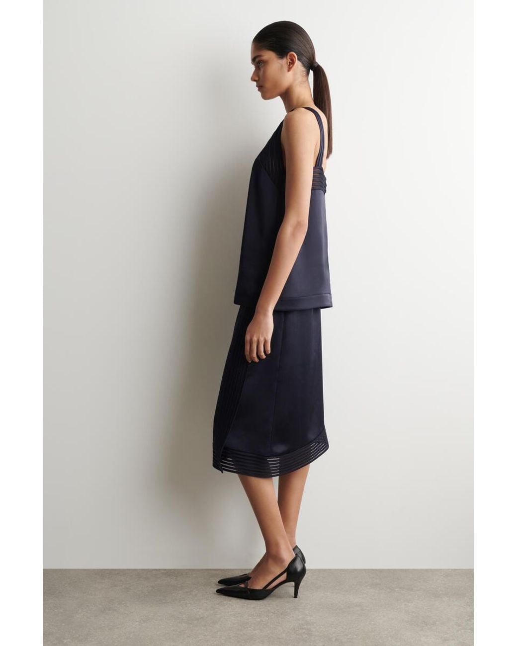 COS Blue Open-Stitch Wrap Skirt