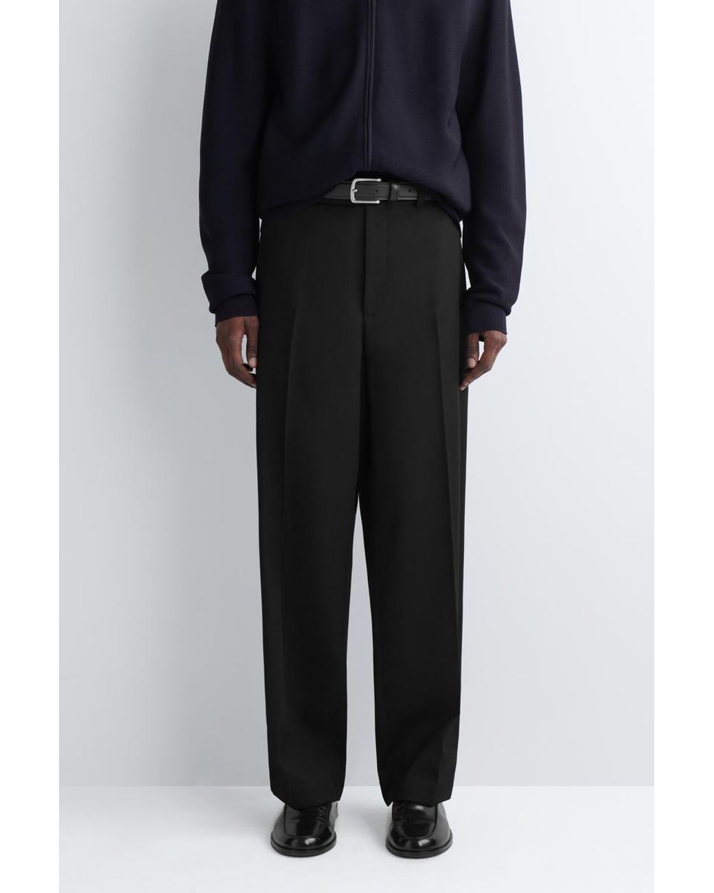 COS Black Wool-Blend Relaxed-Fit Straight-Leg Trousers for men