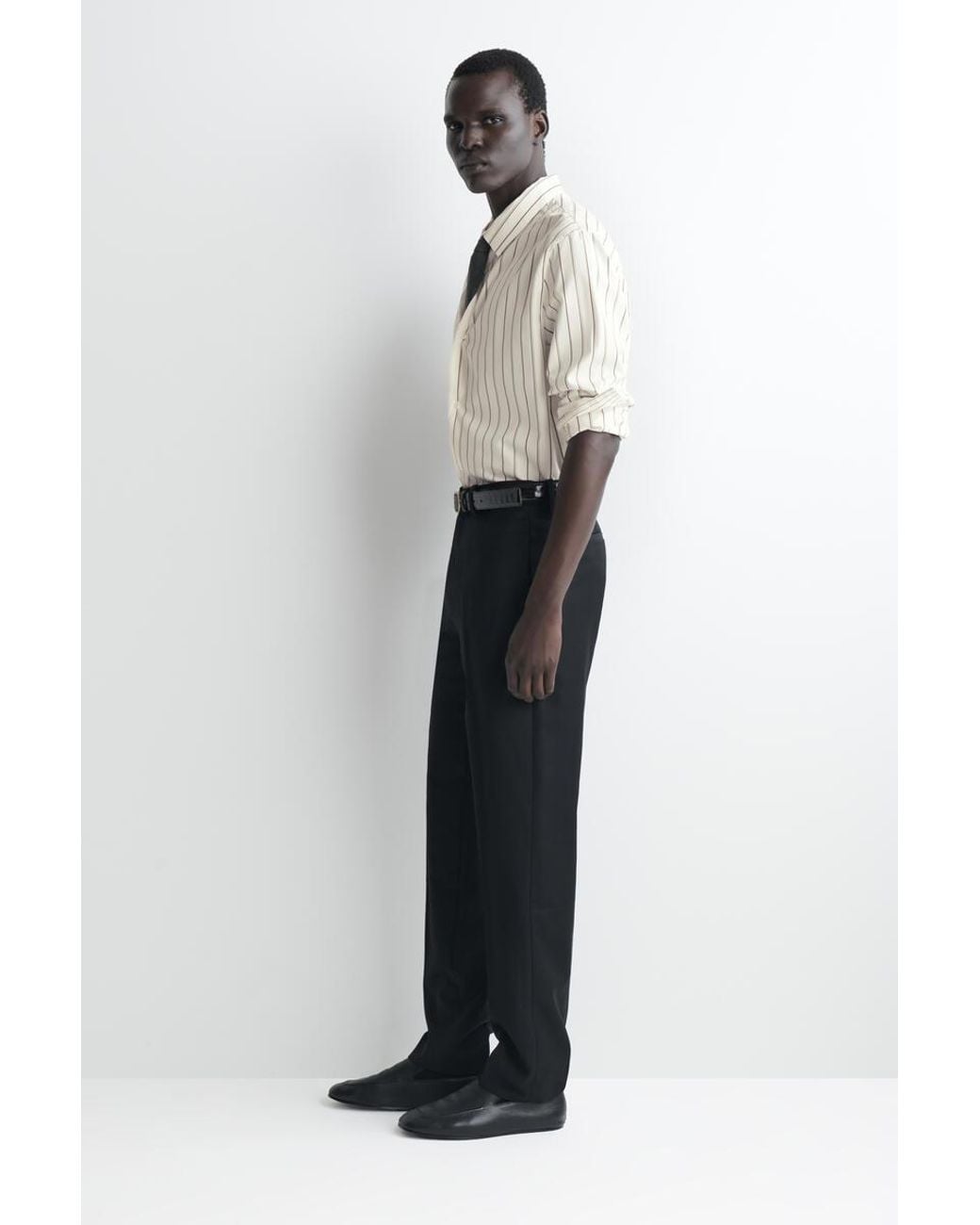 COS Black Wool Regular-Fit Straight-Leg Trousers for men