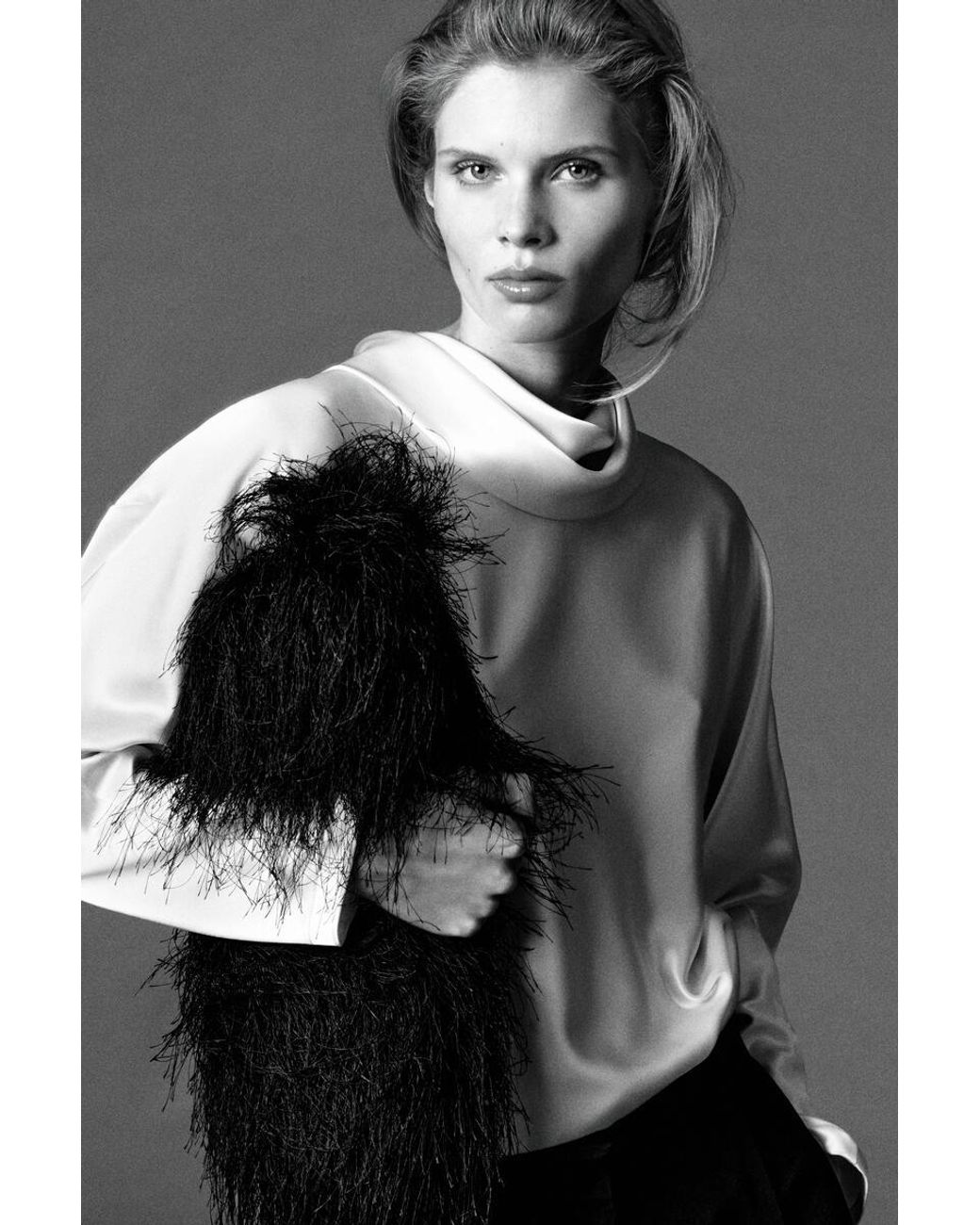 COS White Cowl-Neck Satin Blouse
