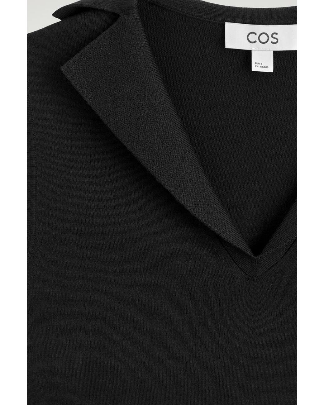 COS Black Sailor-Collar Knitted Cotton-Silk Top