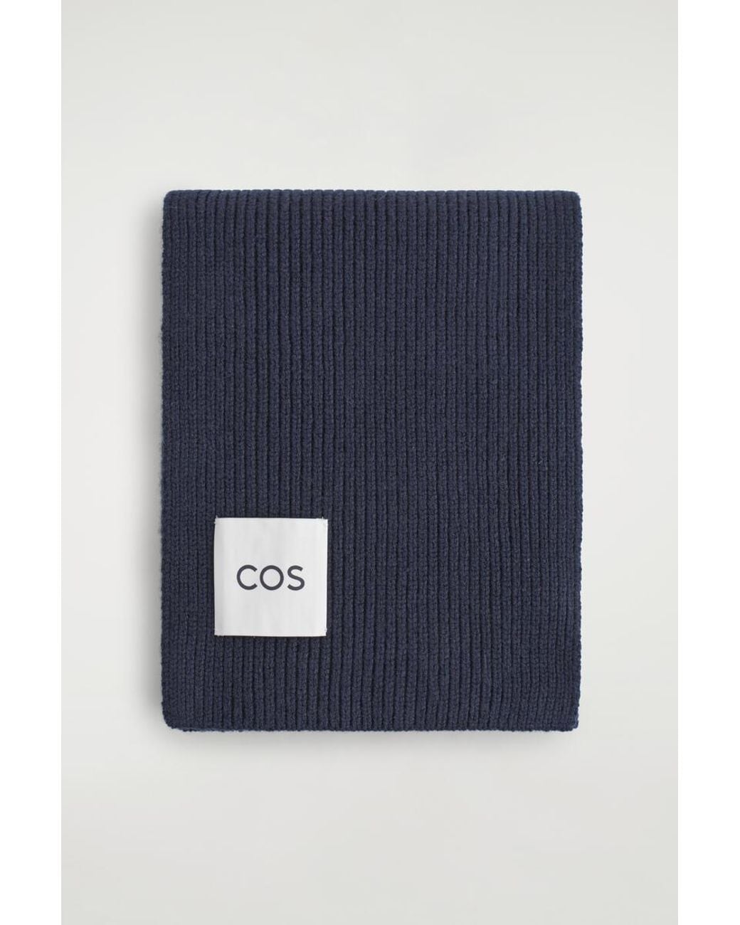 COS Blue Chunky Ribbed Wool Scarf