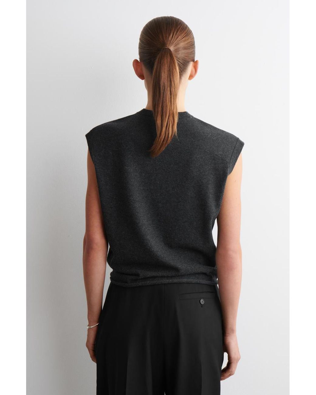 COS Black Merino Wool V-Neck Vest