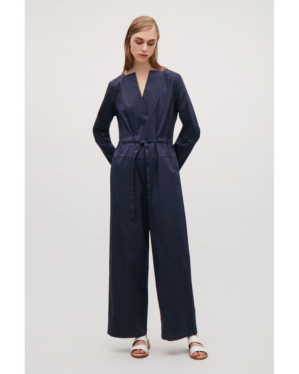 COS Long-sleeve Jumpsuit in Blue | Lyst