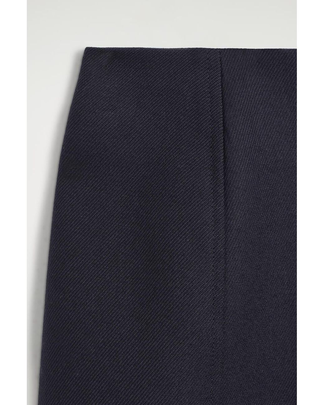 COS Blue Tailored Split-Hem Wool Midi Skirt