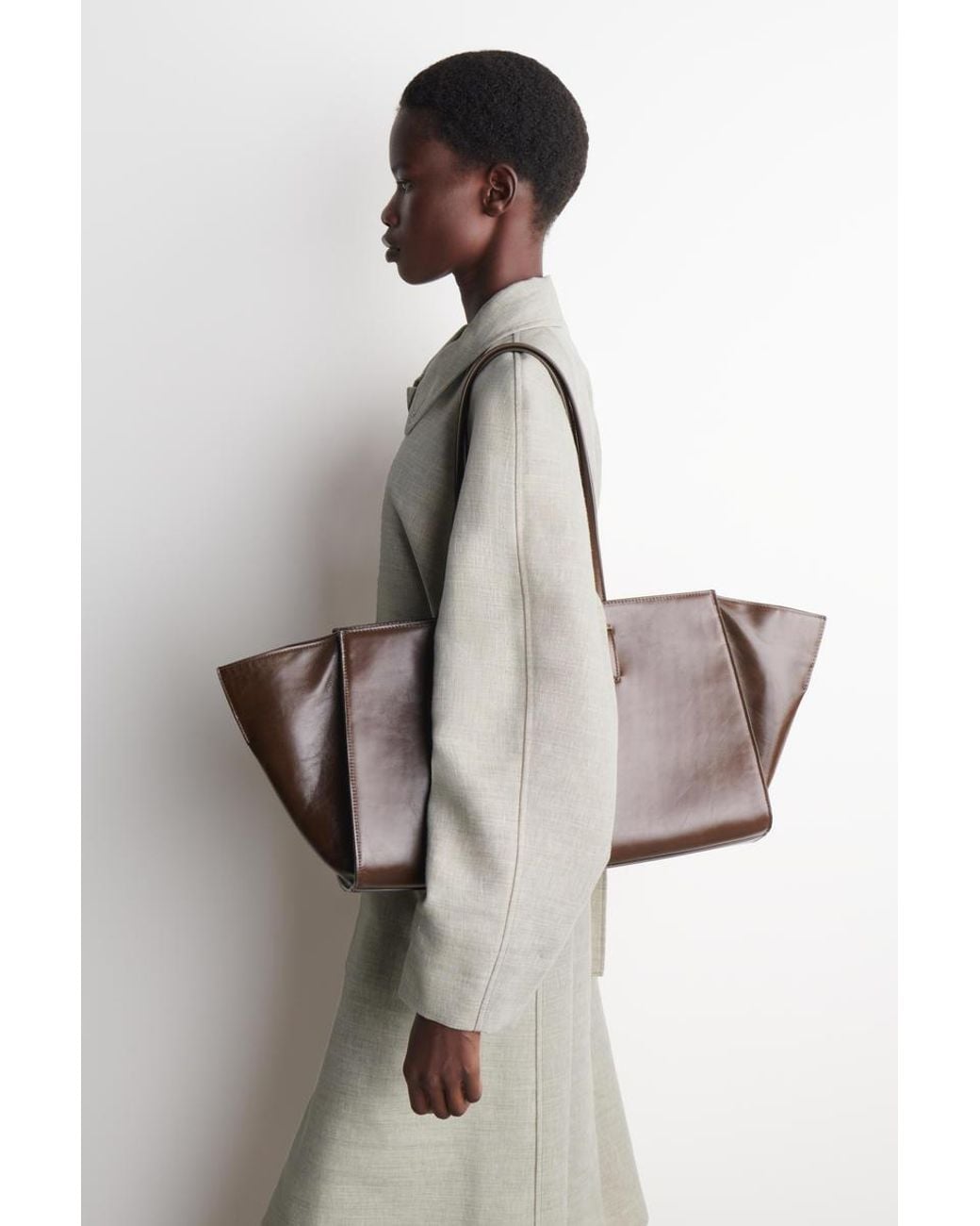 COS Brown Monument Tote Bag