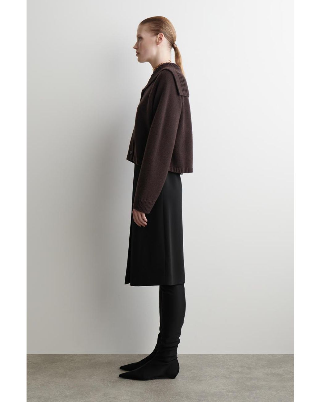 COS Black Sailor-Collar Wool Cardigan