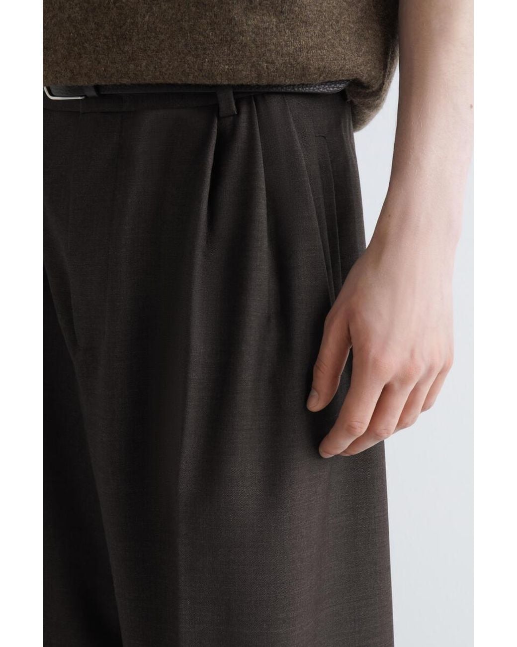 COS Gray Pleated Relaxed-Fit Wide-Leg Pants for men
