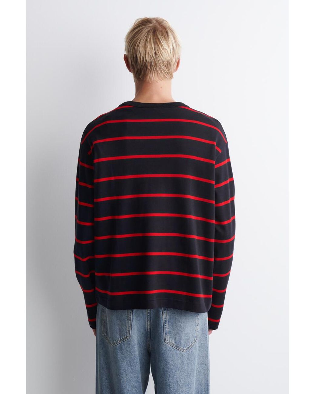 COS Red Relaxed Jersey Interlock Long-Sleeved T-Shirt for men