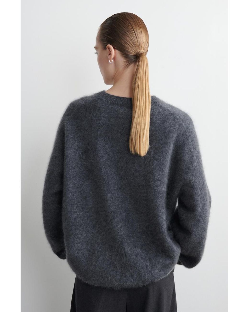 COS Blue Brushed-Cashmere Crew-Neck Sweater