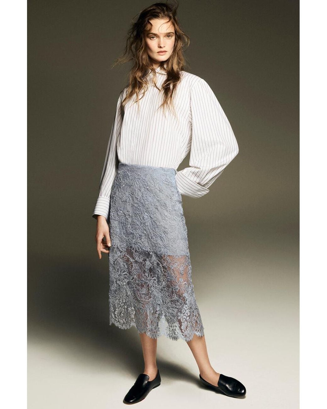 COS Blue Lace Midi Skirt