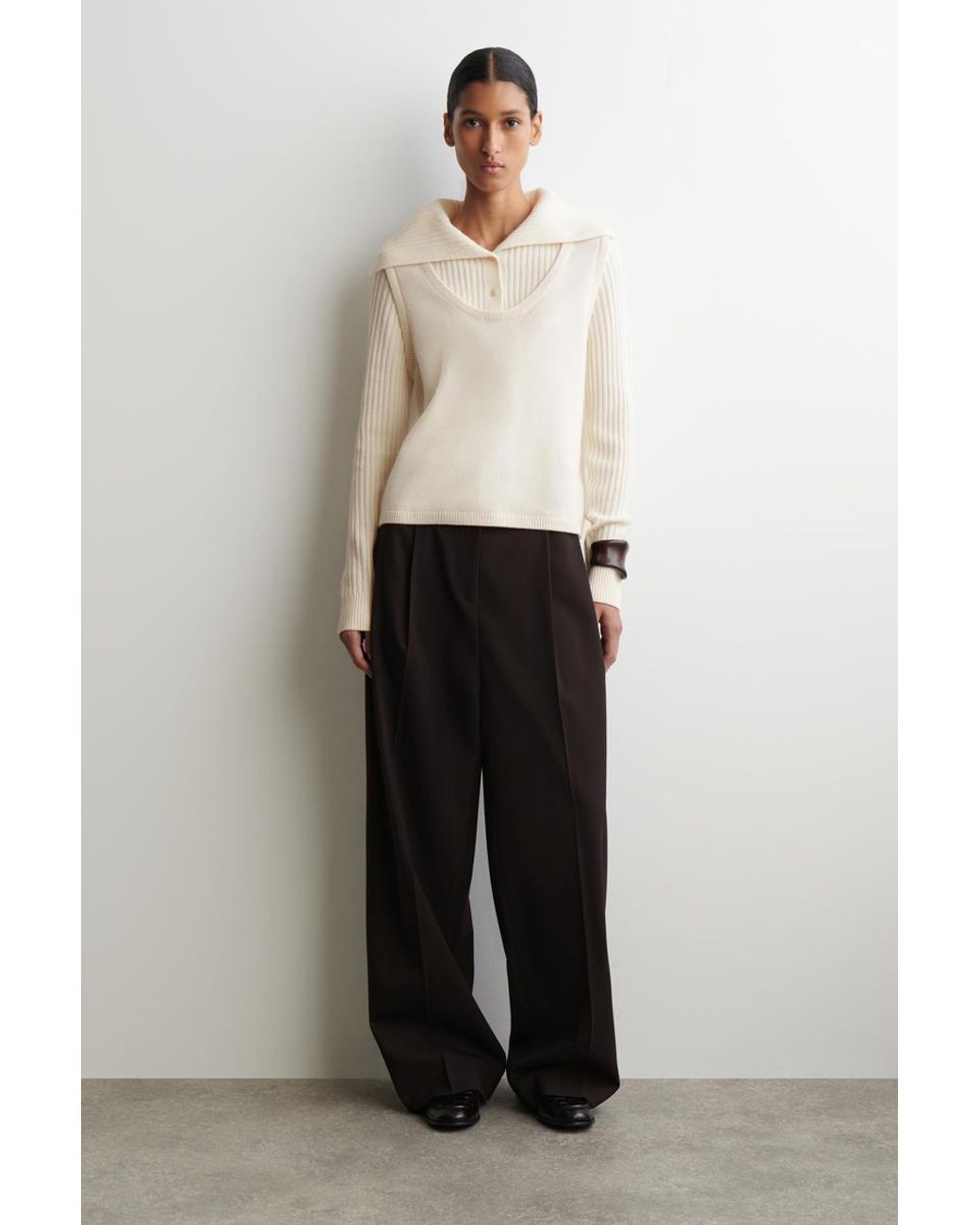 COS Natural Layered Merino Wool Jumper