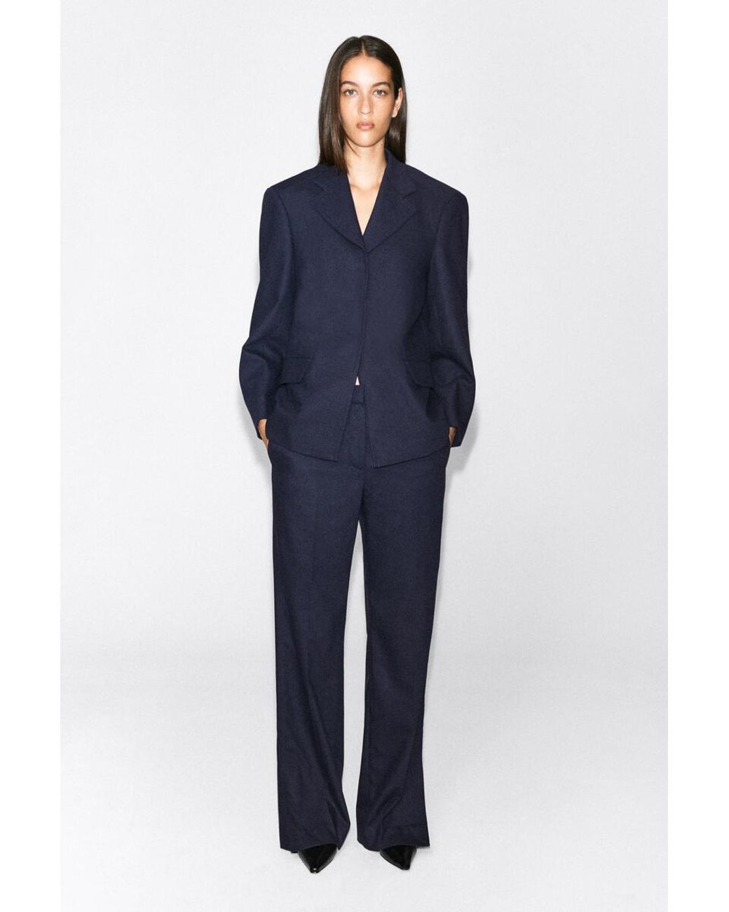 COS Blue Structured Wool-Blend Blazer