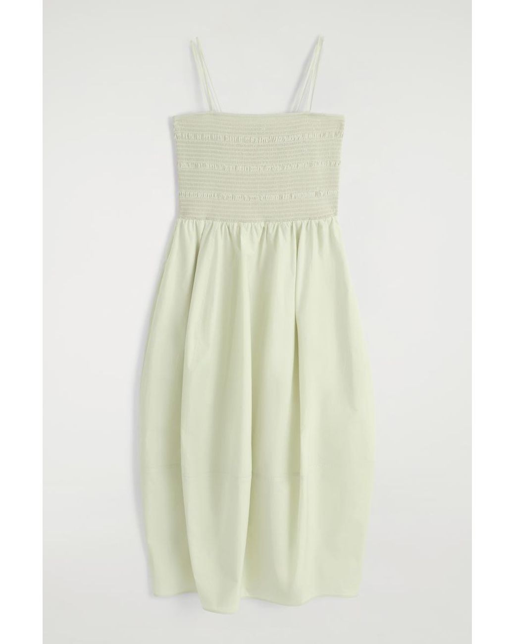COS White Smocked Midi Dress