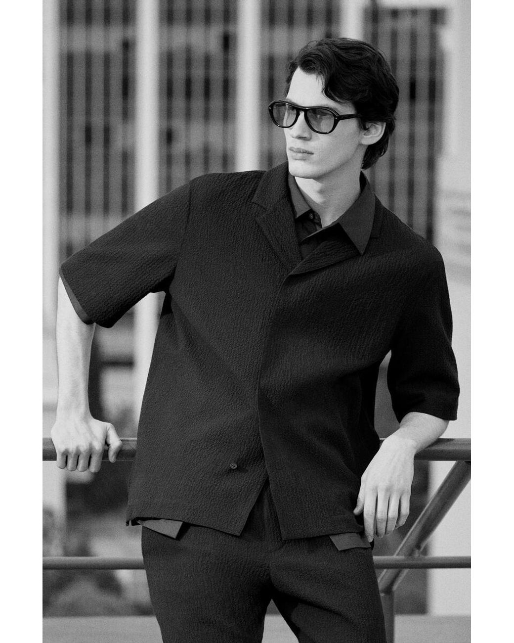 COS Brown Seersucker Resort Shirt for men