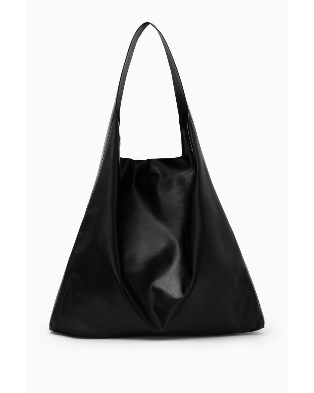 COS Oversized Slouchy Tote Leather in Black Lyst