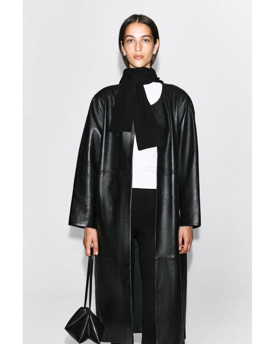 COS Black Merino Wool Hooded Scarf
