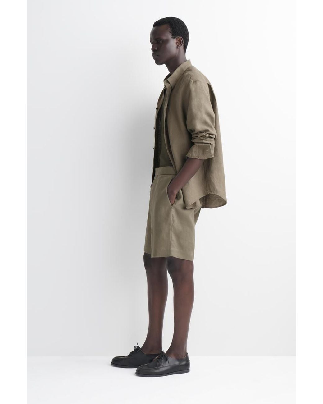 COS Green Tailored Linen Shorts for men