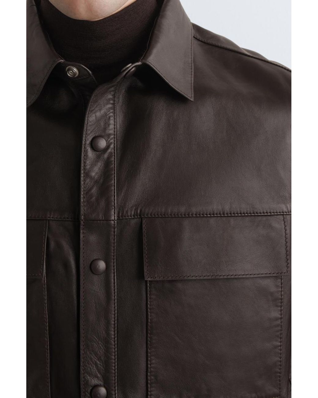 COS Leather Overshirt in Brown for Men | Lyst