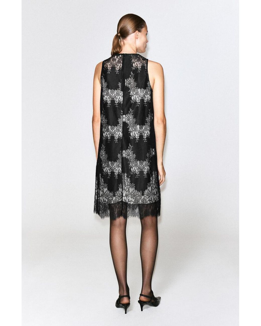 COS Black Sleeveless Lace Midi Dress