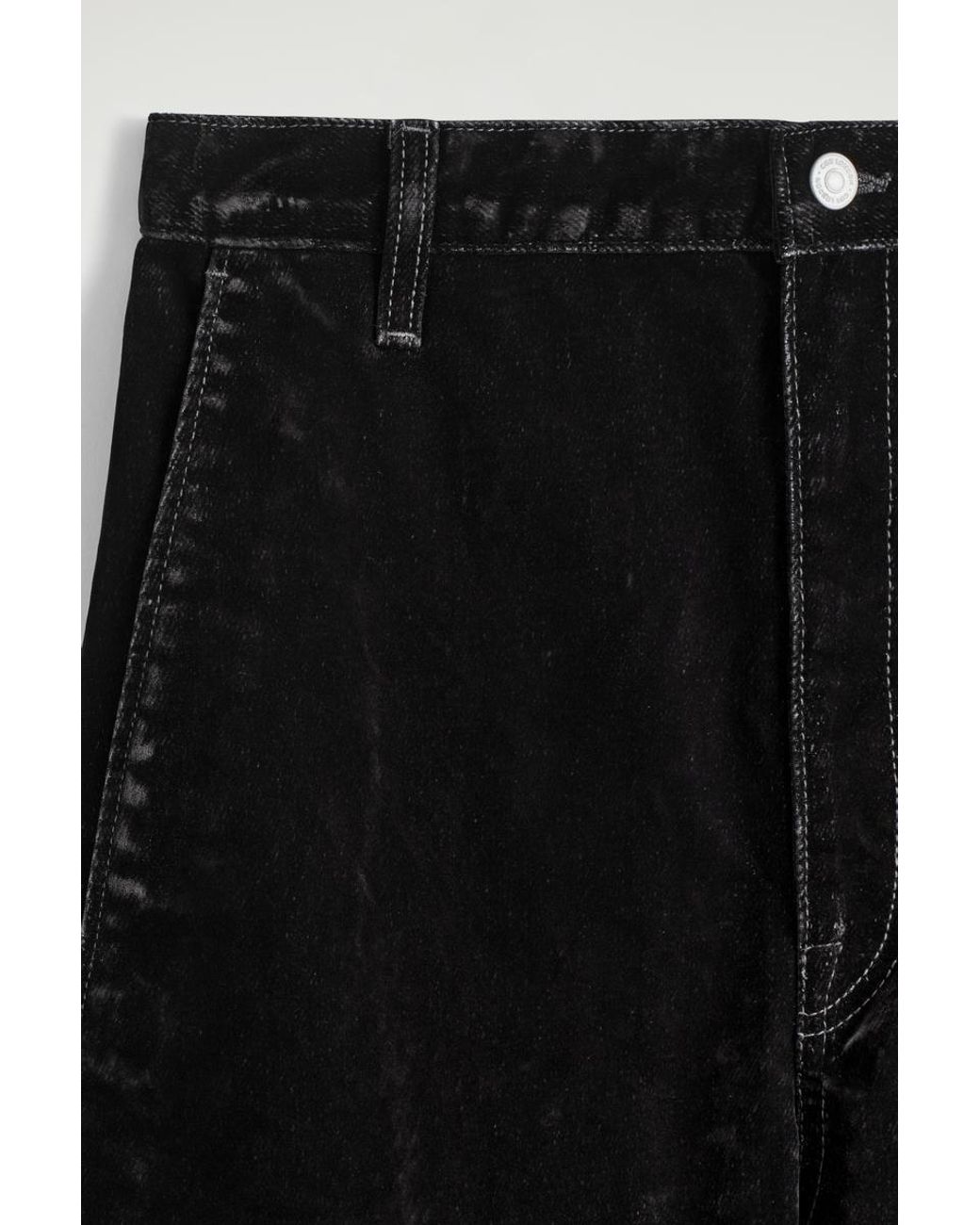 COS Black Flocked-Denim Barrel-Leg Trousers