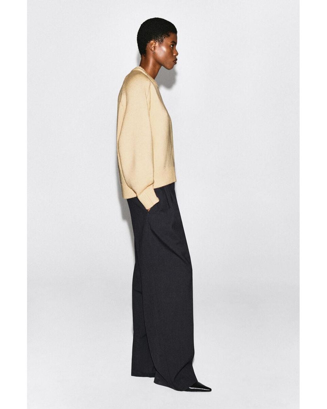 COS Natural Rounded Wool Crew-Neck Sweater